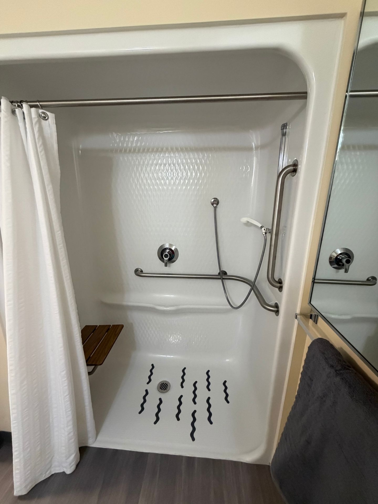 A view of the accessible shower.