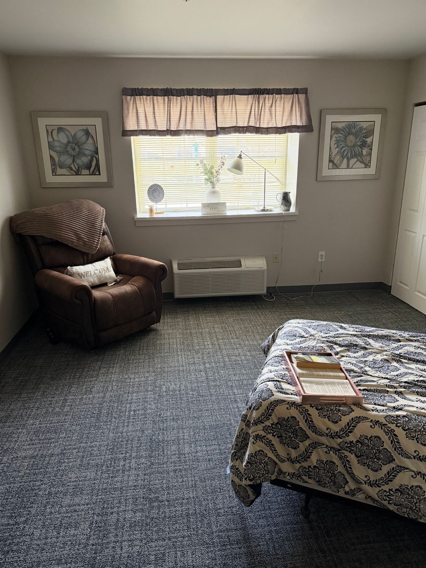 A view of a model bedroom.