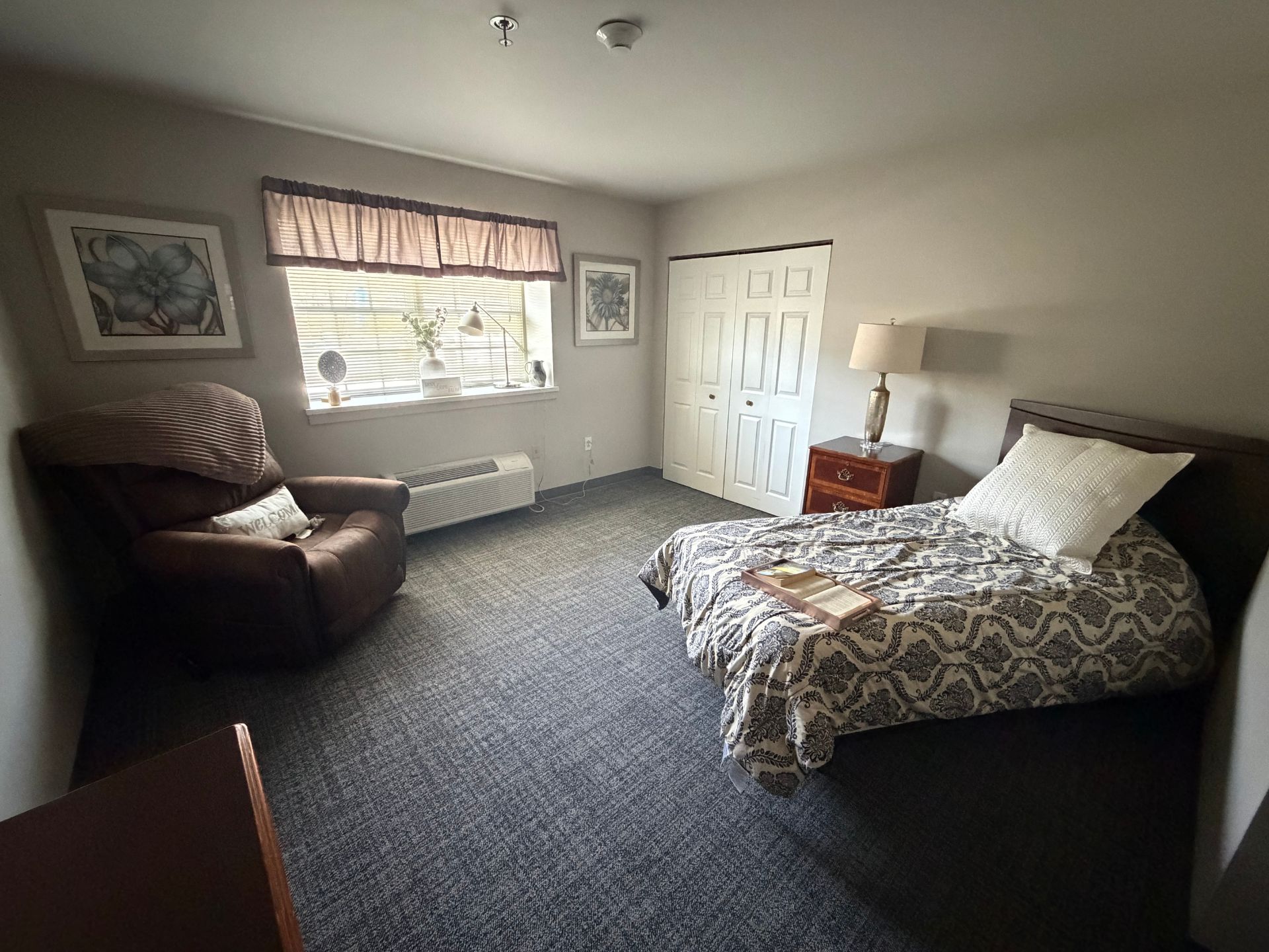 A view of a model bedroom.